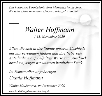 Traueranzeige von Walter Hoffmann von Westfalen-Blatt