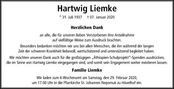 Traueranzeige von Hartwig Liemke von Westfalen-Blatt