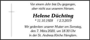 Traueranzeige von Helene Düchting von Westfalen-Blatt