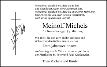 Traueranzeige von Meinolf Michels von Westfalen-Blatt