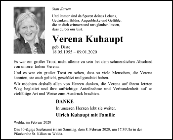 Traueranzeige von Verena Kuhaupt von Westfalen-Blatt