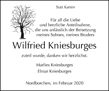 Traueranzeige von Wilfried Kniesburges von Westfalen-Blatt