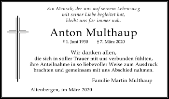 Traueranzeige von Anton Multhaup von Westfalen-Blatt