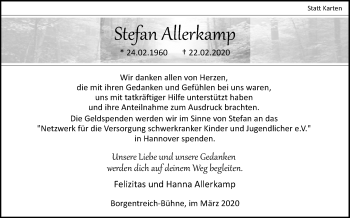 Traueranzeige von Stefan Allerkamp von Westfalen-Blatt