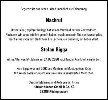 Traueranzeige von Stefan Bigga von Westfalen-Blatt