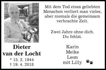 Traueranzeige von Dieter van der Locht von Westfalen-Blatt