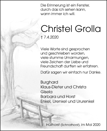 Traueranzeige von Christel Grolla von Westfalen-Blatt