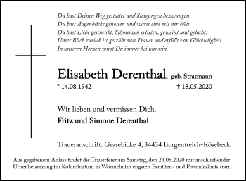 Traueranzeige von Elisabeth Derenthal von Westfalen-Blatt