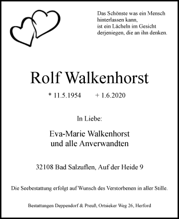 Traueranzeige von Rolf Walkenhorst von Westfalen-Blatt