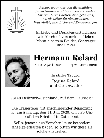 Traueranzeige von Hermann Relard von Westfalen-Blatt