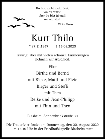 Traueranzeige von Kurt Thilo von Westfalen-Blatt