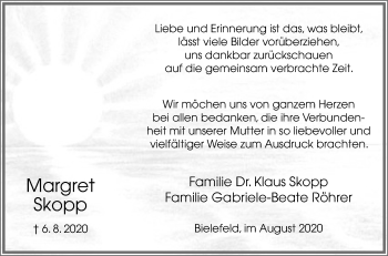 Traueranzeige von Margret Skopp von Westfalen-Blatt