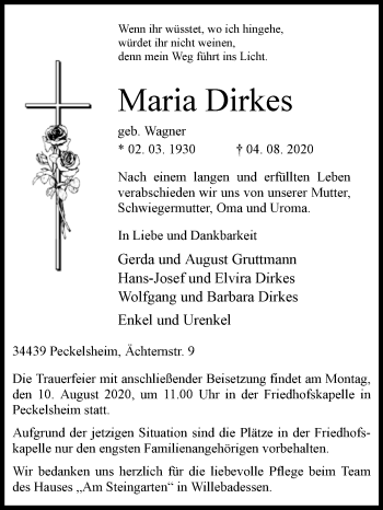 Traueranzeige von Maria Dirkes von Westfalen-Blatt