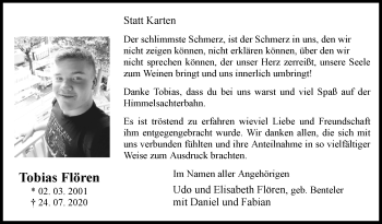 Traueranzeige von Tobias Flören von Westfalen-Blatt