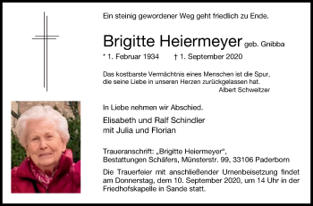 Traueranzeige von Brigitte Heiermeyer