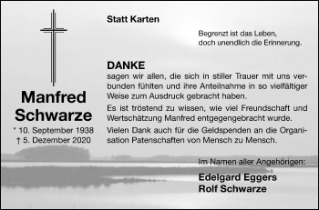 Traueranzeige von Manfred Schwarze von Westfalen-Blatt