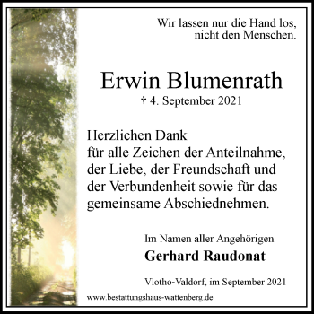 Traueranzeige von Erwin Blumenrath von Westfalen-Blatt