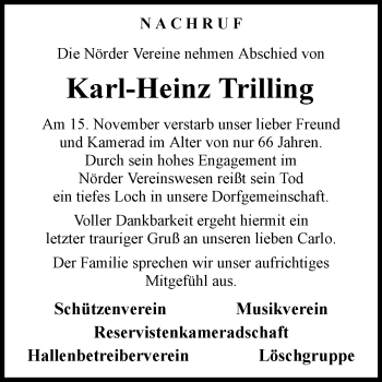 Traueranzeige von Karl-Heinz Trilling von Westfalen-Blatt