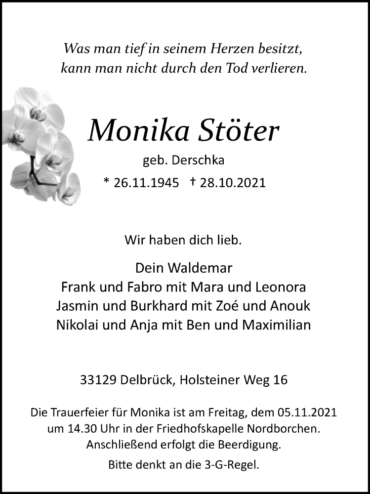  Traueranzeige für Monika Stöter vom 03.11.2021 aus Westfalen-Blatt