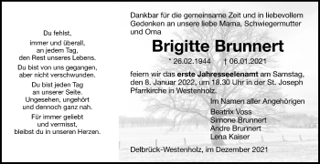 Traueranzeige von Brigitte Brunnert von Westfalen-Blatt