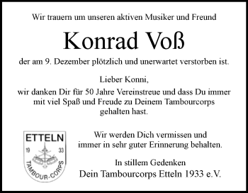 Traueranzeige von Konrad Voß von Westfalen-Blatt