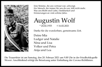 Traueranzeige von Augustin Wolf von Westfalen-Blatt