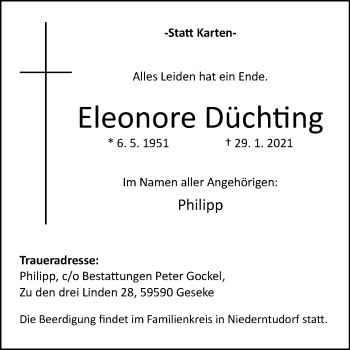 Traueranzeige von Eleonore Düchting von Westfalen-Blatt