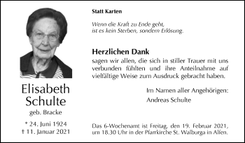 Traueranzeige von Elisabeth Schulte von Westfalen-Blatt