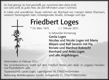 Traueranzeige von Friedbert Loges von Westfalen-Blatt