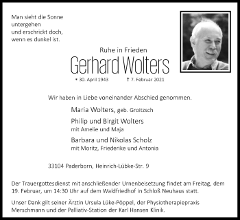 Traueranzeige von Gerhard Wolters von Westfalen-Blatt