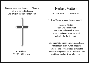 Traueranzeige von Herbert Mattern von Westfalen-Blatt