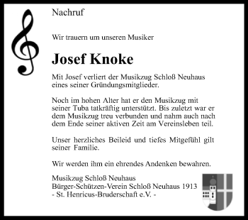 Traueranzeige von Josef Knoke von Westfalen-Blatt