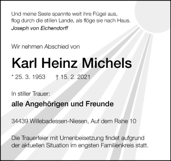 Traueranzeige von Karl Heinz Michels von Westfalen-Blatt