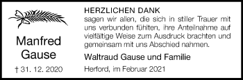 Traueranzeige von Manfred Gause von Westfalen-Blatt