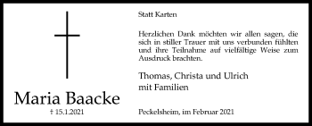 Traueranzeige von Maria Baacke von Westfalen-Blatt