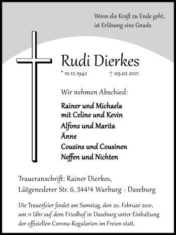 Traueranzeige von Rudi Dierkes von Westfalen-Blatt