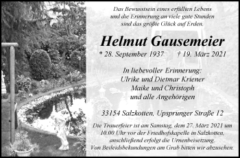 Traueranzeige von Helmut Gausemeier von Westfalen-Blatt