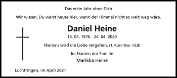 Traueranzeige von Daniel Heine von Westfalen-Blatt