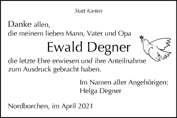 Traueranzeige von Ewald Degner von Westfalen-Blatt