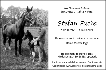 Traueranzeige von Stefan Fuchs von Westfalen-Blatt