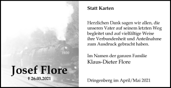 Traueranzeige von Josef Flore von Westfalen-Blatt