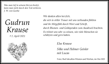 Traueranzeige von Gudrun Krause von Westfalen-Blatt