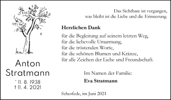 Traueranzeige von Anton Stratmann von Westfalen-Blatt