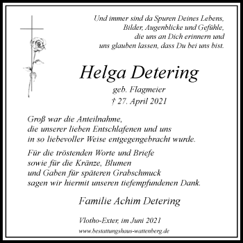 Traueranzeige von Helga Detering von Westfalen-Blatt