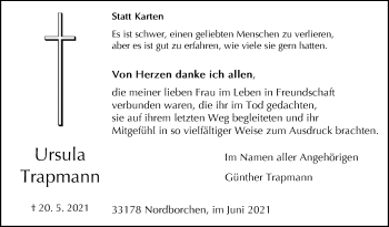 Traueranzeige von Ursula Trapmann von Westfalen-Blatt