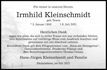 Traueranzeige von Irmhild Kleinschmidt von Westfalen-Blatt