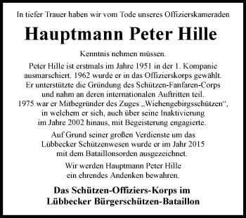 Traueranzeige von Peter Hille von Westfalen-Blatt