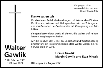 Traueranzeige von Walter Gawlik von Westfalen-Blatt