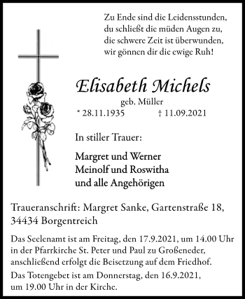 Traueranzeige von Elisabeth Michels von Westfalen-Blatt