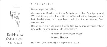 Traueranzeige von Karl-Heinz Ostermeier von Westfalen-Blatt